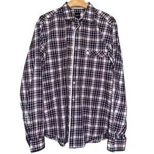 Boss Hugo Boss Men’s Size XL Blue White Pink Plaid Slim Fit Button Down Shirt
